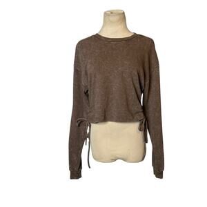 FOREVER 21 brown long sleeves side ties cropped sweatshirt size Medium